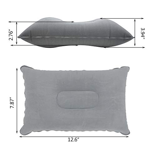 LiXiongBao 3 Pack Ultralight Inflatable Pillow Small Squared Flocked Fabric Air Pillow for Beach Hiking,Camping,Traveling,Napping,Desk Rest,Neck &Lumbar Support(Grey) - Image 4
