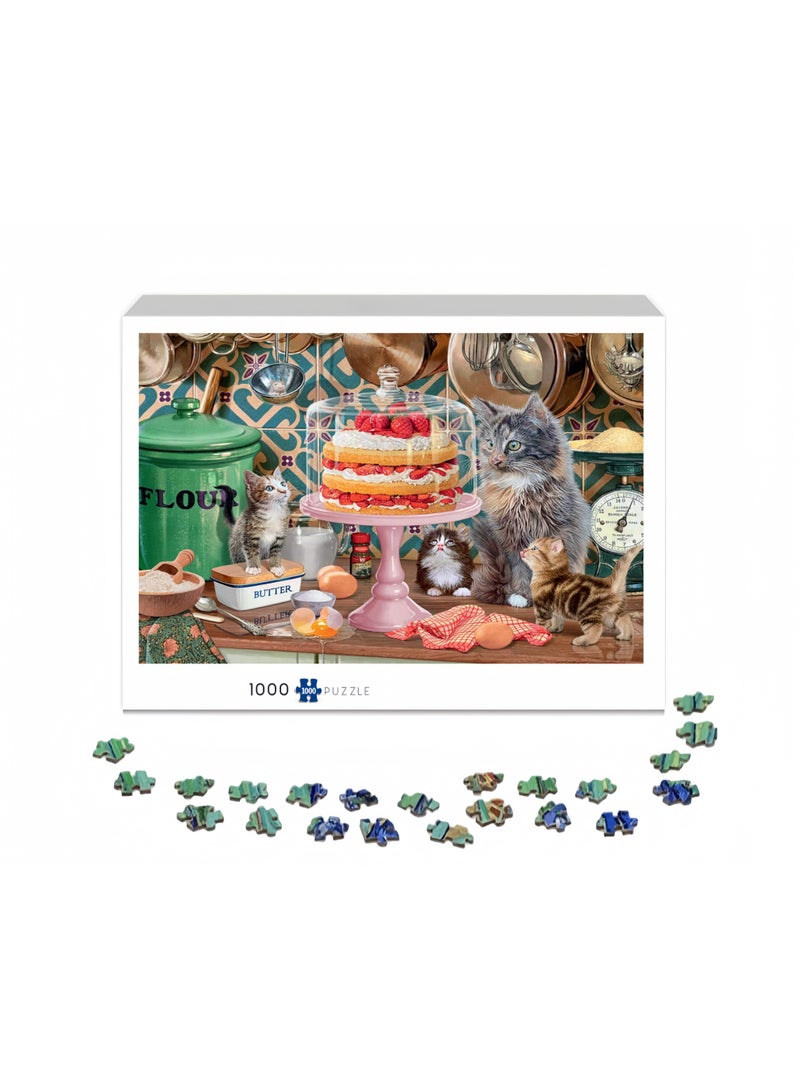 لغز مكون من 1000 قطعة | لغز المطبخ تحت عنوان القطة | لغز وألعاب تعليمية غير رسمية للبالغين والأطفال - Image 2