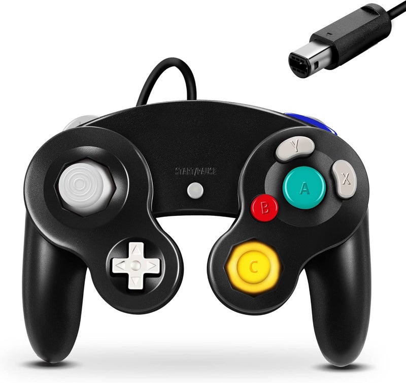 FIOTOK Gamecube Controller, Classic Wired Controller for Wii Nintendo Gamecube (Black) - Image 1
