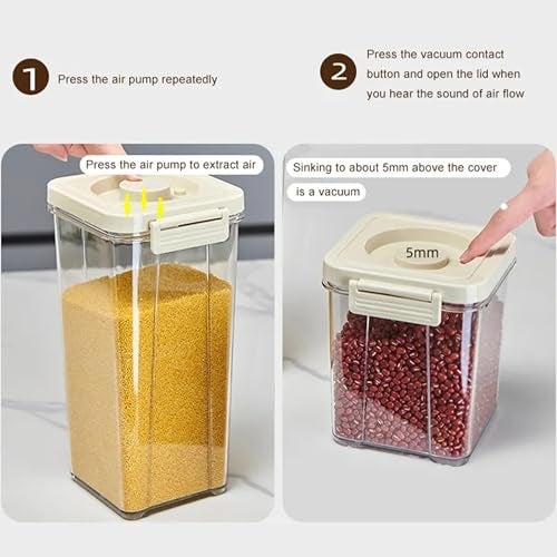 Hexwell Vacuum Sealed Clear Kitchen Storage Container with Airtight Lids for Grains, Cereals, and Dry Goods - Vacuum Containers For Food (2800ml) - Image 2
