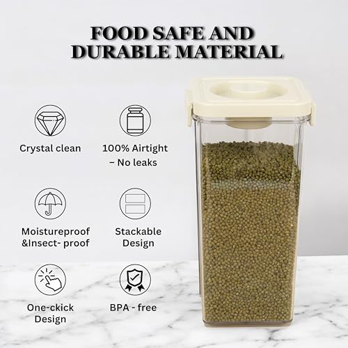 Hexwell Vacuum Sealed Clear Kitchen Storage Container with Airtight Lids for Grains, Cereals, and Dry Goods - Vacuum Containers For Food (2800ml) - Image 4