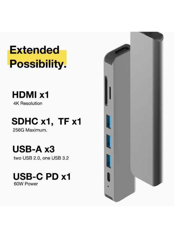 Direct Supply 7-in -1 Expansion Dock Type-c Converter Suitable For Macbook Huawei Notebook Expansion-Number Of Interfaces:One To Seven  - Image 5