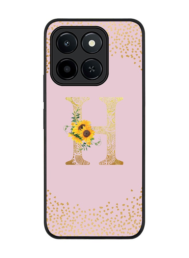 Stylizedd For Honor X6c Case,Slim fit Camera Protection, Shockproof Thin Phone cover  - Custom Floral Monogram - H  (Pink )