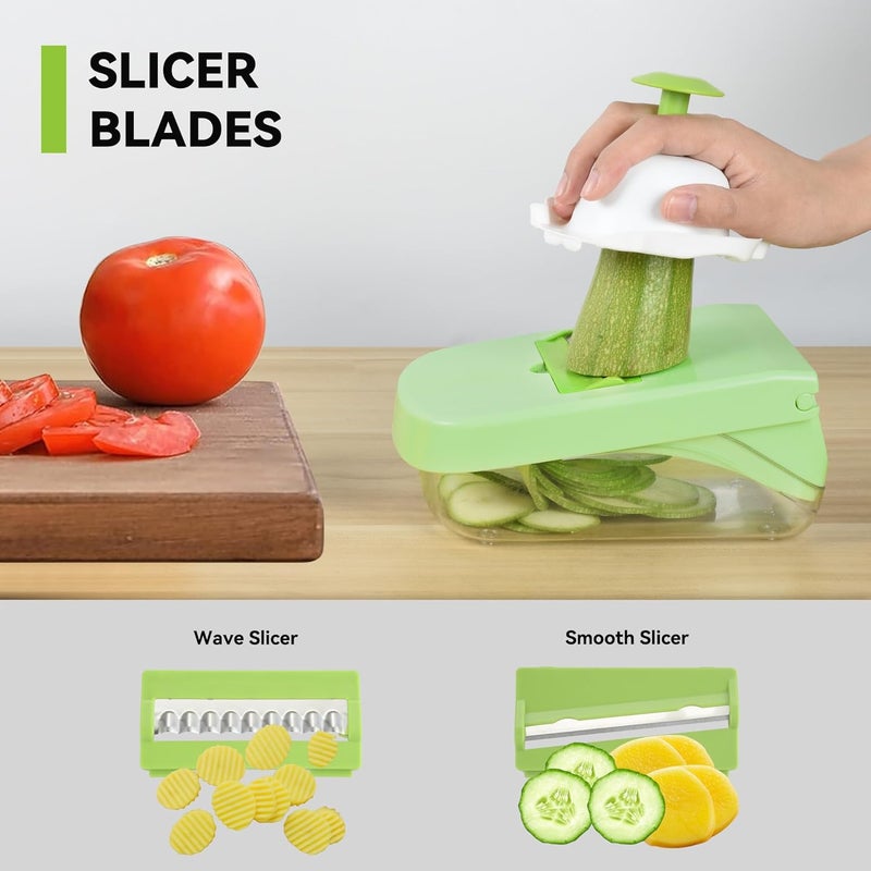 ROMON Vegetable Chopper, 14 in 1 Multifunctional Vegetable Slicer, Manual Vegetable Cutter in Cubes, Sticks, Slices, Strips and Quarters. - Image 5