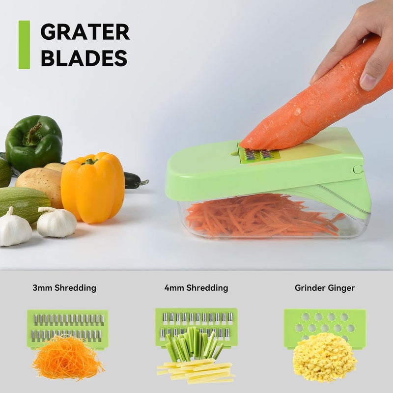 ROMON Vegetable Chopper, 14 in 1 Multifunctional Vegetable Slicer, Manual Vegetable Cutter in Cubes, Sticks, Slices, Strips and Quarters. - Image 4