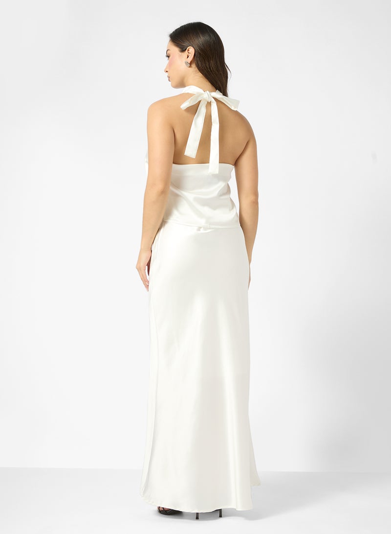 Ginger Halter Neck Satin Top & Skirt Coord Set - Image 2