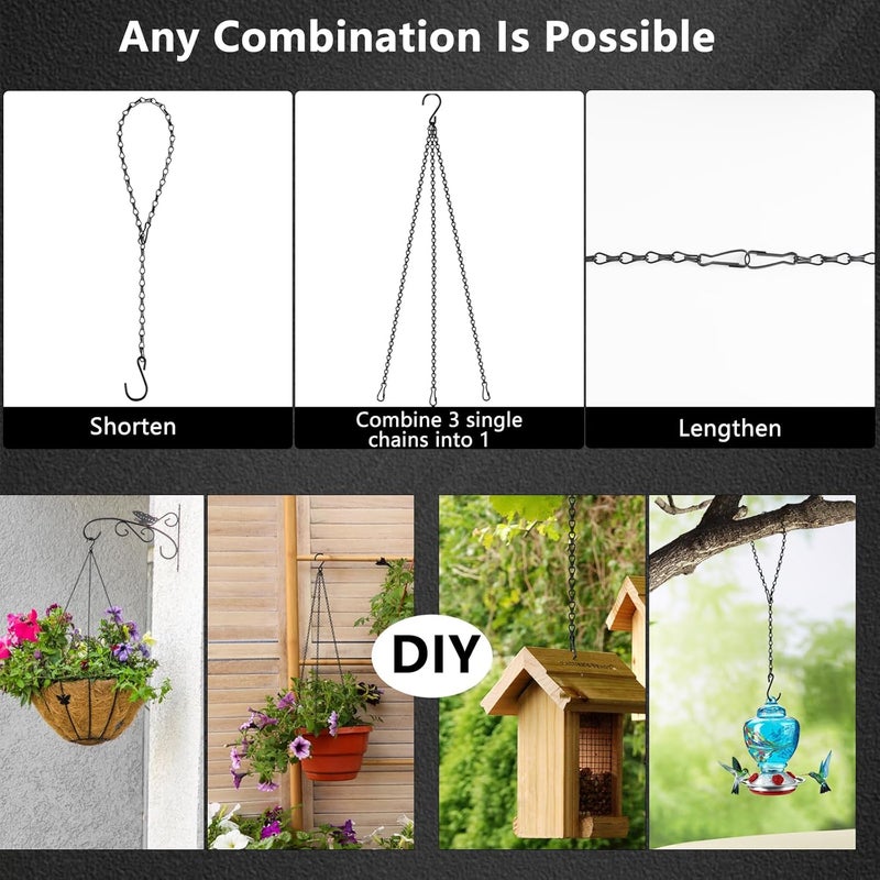 garini 26 Inch Hanging Basket Chain with Hooks, Black Hanging Chain for Hanging Bird Feeders, Billboards, Chalkboards, Basket, Planters, Lanterns, Wind Chimes and Decorative, 4 Pack - Image 4