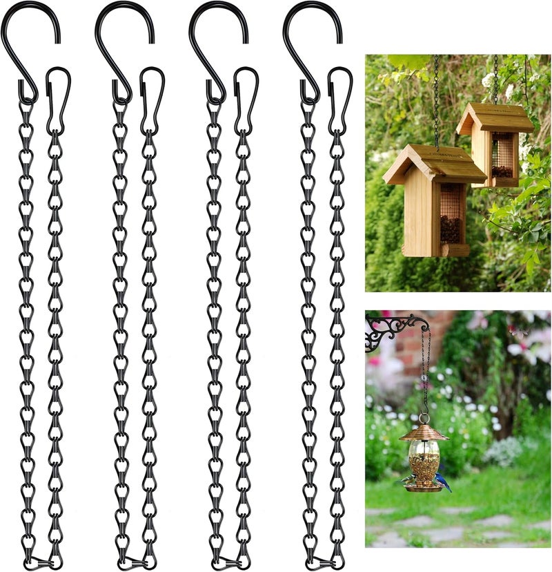 garini 26 Inch Hanging Basket Chain with Hooks, Black Hanging Chain for Hanging Bird Feeders, Billboards, Chalkboards, Basket, Planters, Lanterns, Wind Chimes and Decorative, 4 Pack - Image 1