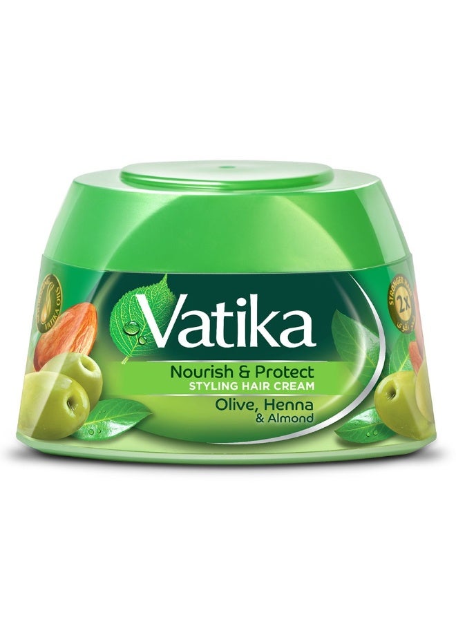 كريم تصفيف الشعر فاتيكا للتغذية والحماية مع زيت الزيتون، الحناء واللوز 210 مل