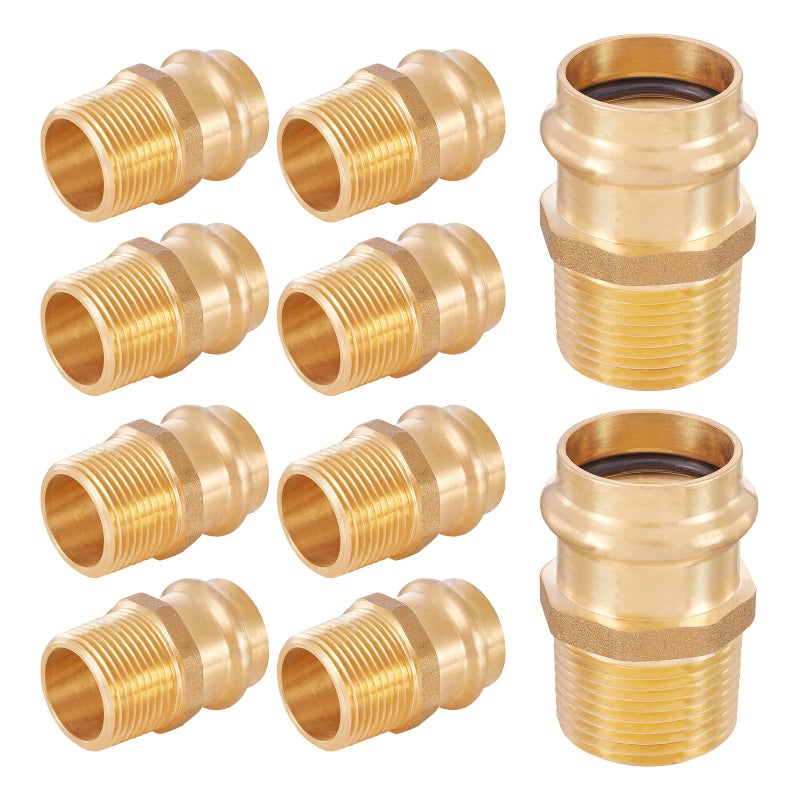 HeSun 10Pack HeSun Copper Press Fitting Adapter34 Press X 34 Male NPT Adapter LF BrassPEX1807350 - Image 2
