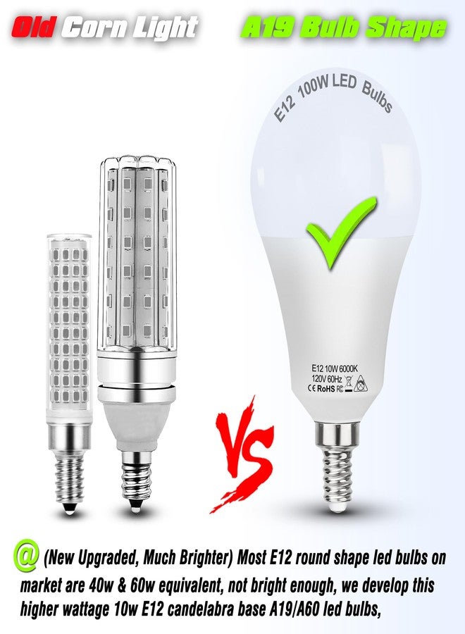 مصابيح LED مكافئة لـ 100 واط، قاعدة لولبية E12 A19 A60، مصابيح إضاءة سقف LED، ضوء أبيض نهاري 6000 كلفن، مصابيح ثريا كروية الشكل بقاعدة لولبية صغيرة E12، 10 واط، 1200 لومن، غير قابلة للتعتيم، 3 قطع - Image 5