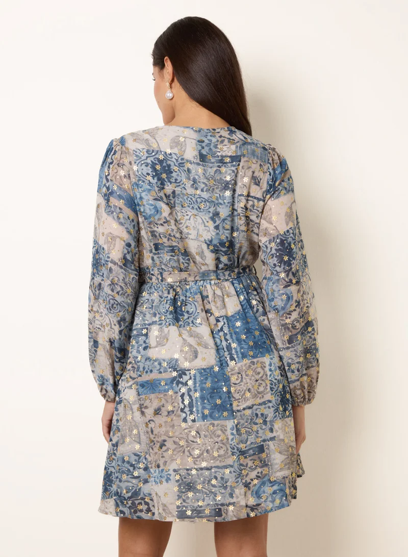 بلو فانيلا Foil Patchwork Mini Dress