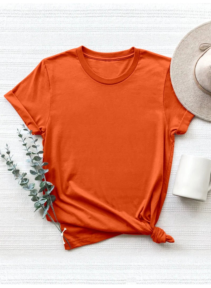 Women's Short Sleeve Shirts Crewneck Loose Casual Summer Basic Tees Tops - Image 1