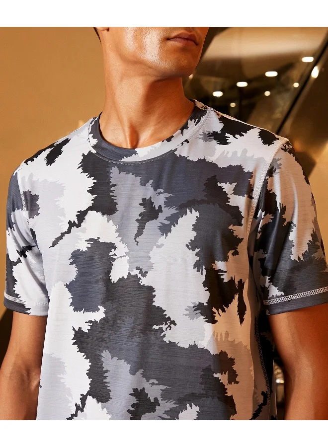 CS Life Men's Moon Grey Camouflage Activewear T-Shirt For Casual Wear | Crew Neck | Short Sleeve | Anti-Odor | Dri-Fit | Jersey T-Shirt Crafted With Comfort Fit & High-Performance