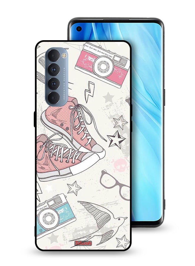 Tolwak Oppo Reno4 Pro 4G Protective Case Cover Canva Shoes And Camera Art - Image 1