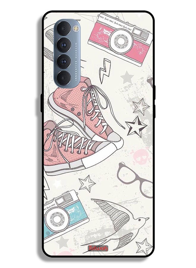 Tolwak Oppo Reno4 Pro 4G Protective Case Cover Canva Shoes And Camera Art - Image 2