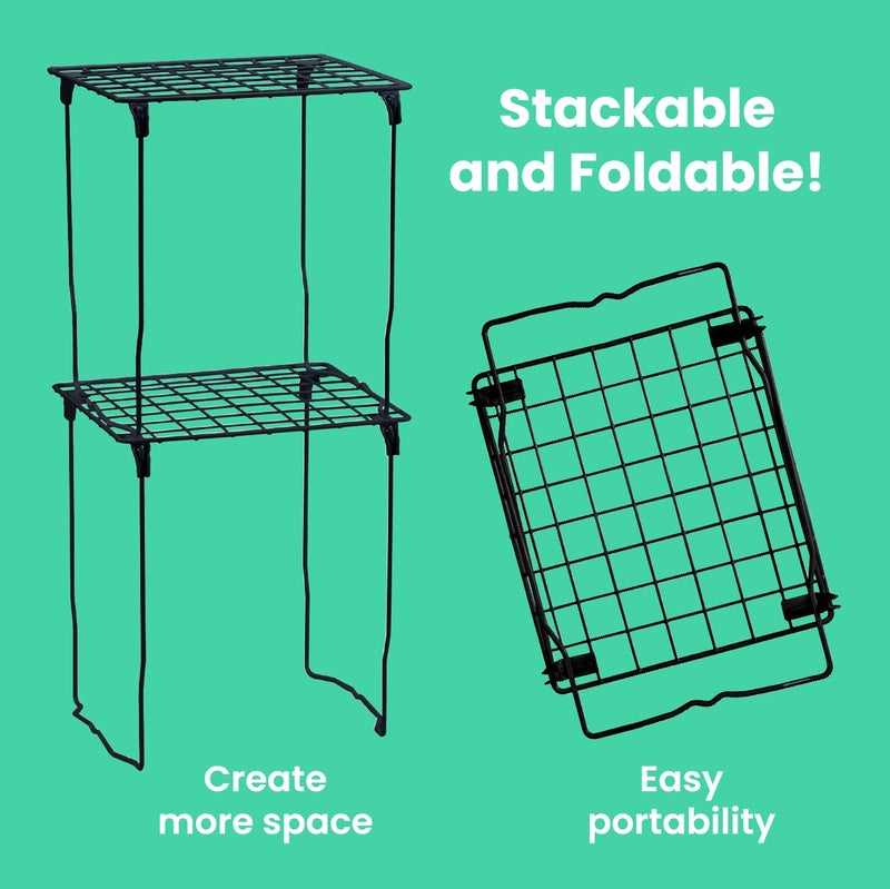LockerMate Stac-A-Shelf Locker Organizer Shelf, Stackable, Extra Tall, Fits Standard Size School Lockers, Black - Image 4