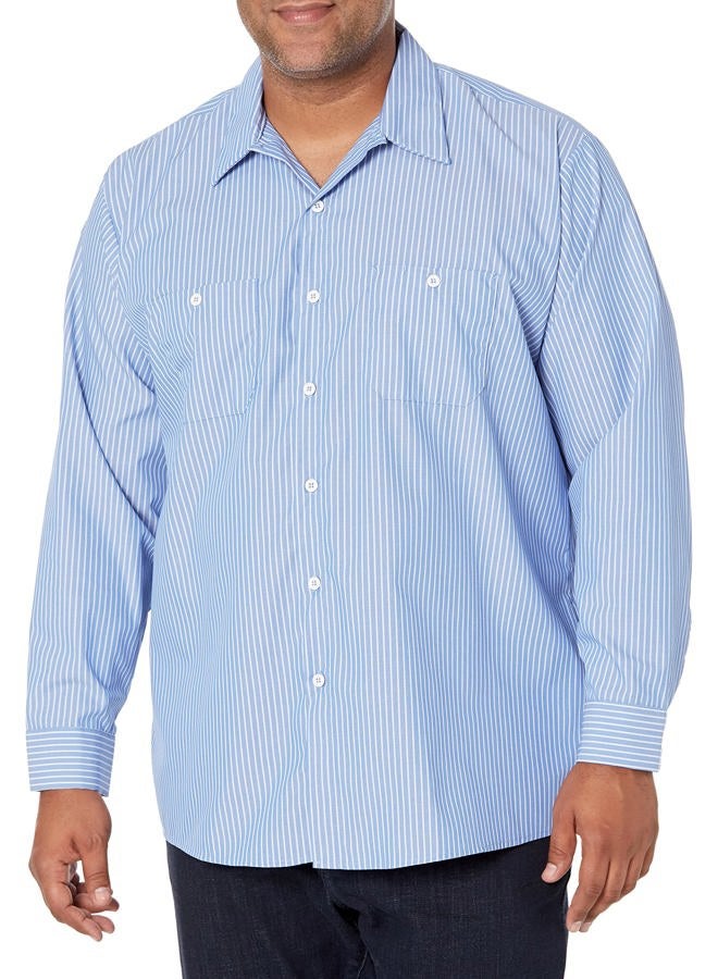 Red Kap Men's Long Sleeve Industrial Stripe Work Shirt, Gm Blue/White Stripe, 5XL - Image 1