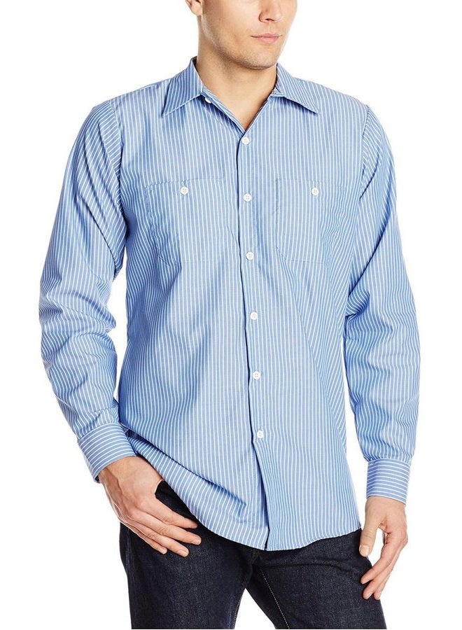 Red Kap Men's Long Sleeve Industrial Stripe Work Shirt, Gm Blue/White Stripe, 5XL - Image 4