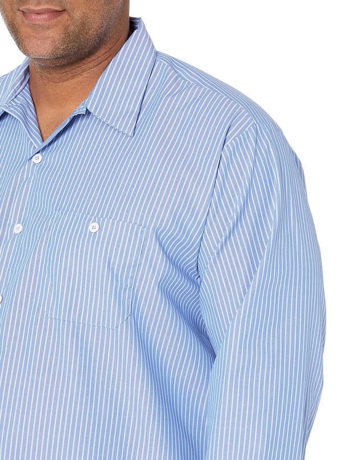 Red Kap Men's Long Sleeve Industrial Stripe Work Shirt, Gm Blue/White Stripe, 5XL - Image 3