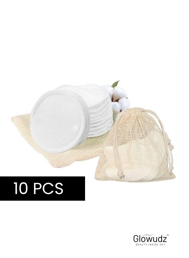 Glowudz Glowudz Reusable Makeup Remover Soft Bamboo Face Pads 10 Pcs Premium Eco-Friendly for All Skin Types Double-Sided Organic Washable with Extra Large Laundry Bag  - Image 3