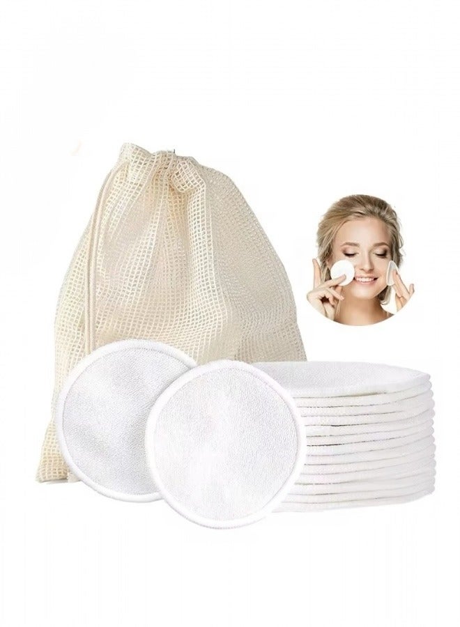Glowudz Glowudz Reusable Makeup Remover Soft Bamboo Face Pads 10 Pcs Premium Eco-Friendly for All Skin Types Double-Sided Organic Washable with Extra Large Laundry Bag  - Image 4