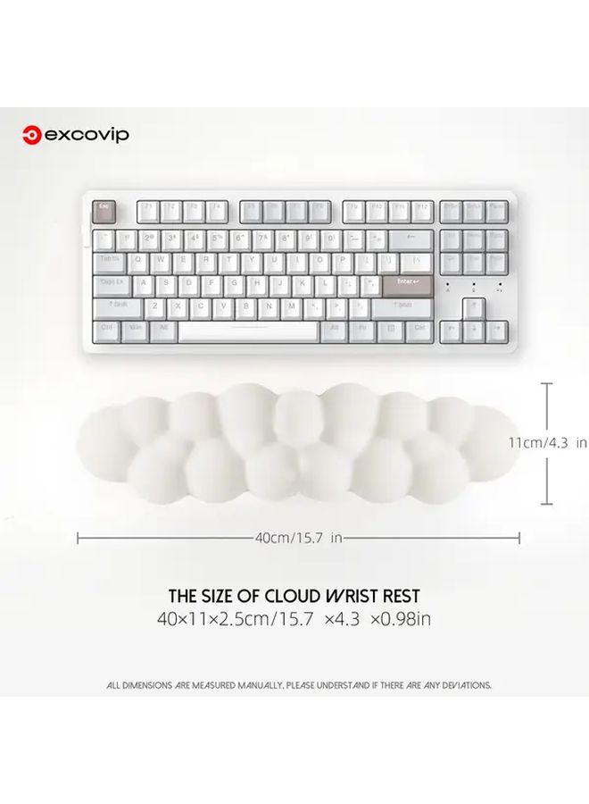 White Computer Desk Mat Set With Mouse Pad And Wrist Rest - Image 3