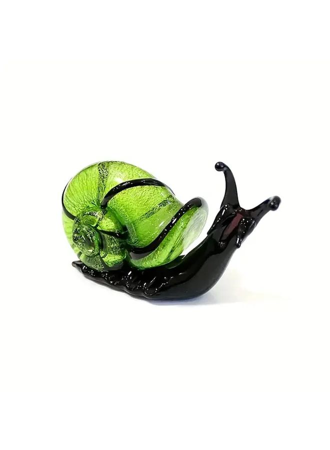 Handmade Glass Snail Figurine Green Charming Anime Inspired Home And Garden Decor Versatile Indoor Outdoor Use No Power Needed Snail Decoration - Image 2