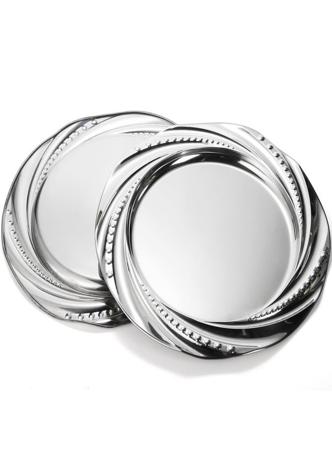 ZENFUN 6 Pack Silver Charger Plates - Stainless Steel Dinner Chargers with Spiral Design for Decorative Table Setting, Weddings, Parties & Outdoor Receptions - Image 3