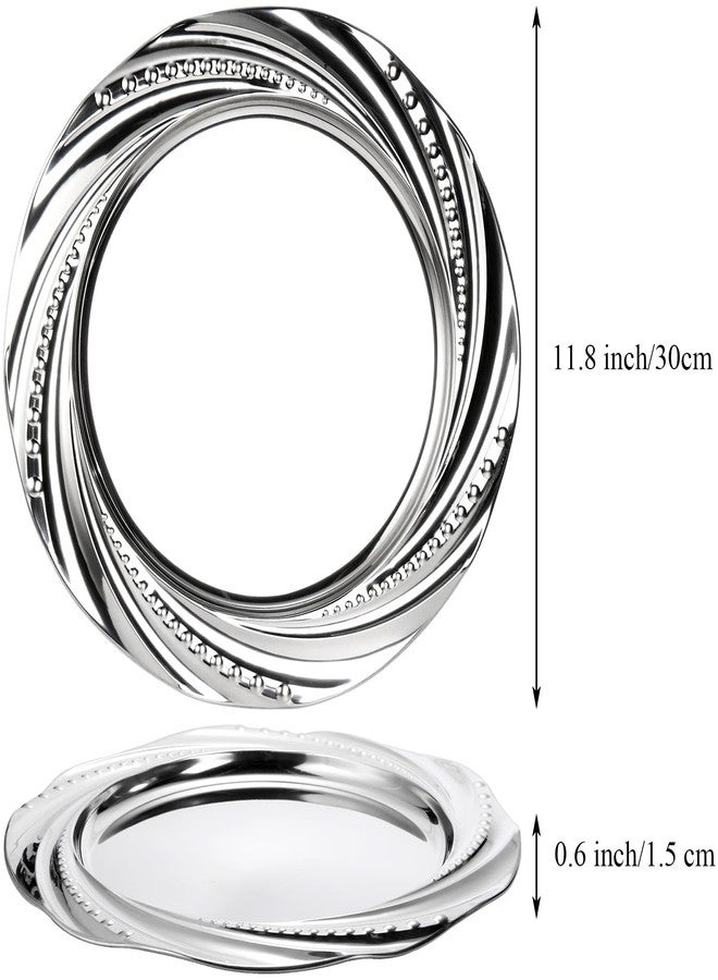 ZENFUN 6 Pack Silver Charger Plates - Stainless Steel Dinner Chargers with Spiral Design for Decorative Table Setting, Weddings, Parties & Outdoor Receptions - Image 2