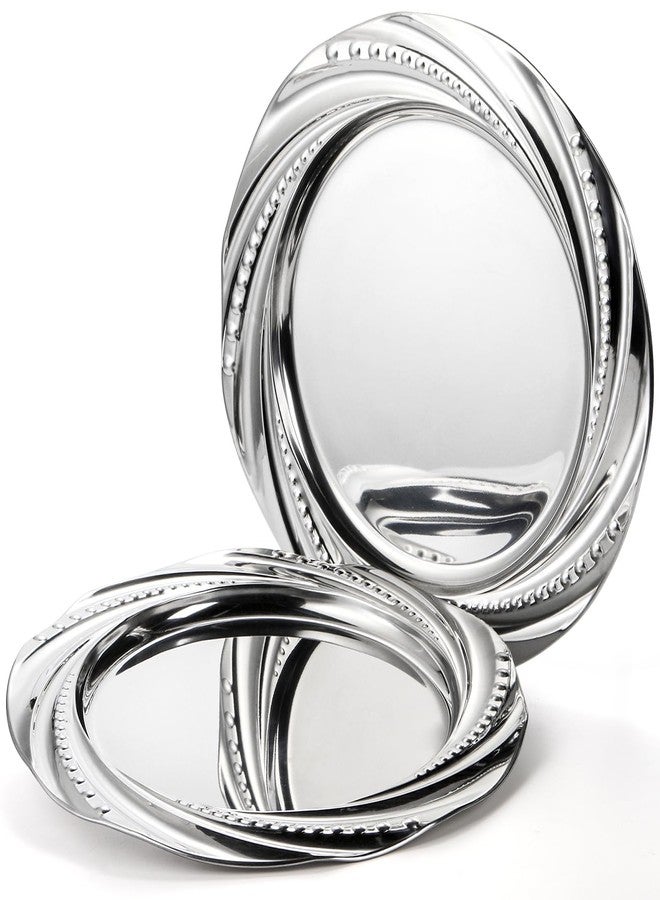 ZENFUN 6 Pack Silver Charger Plates - Stainless Steel Dinner Chargers with Spiral Design for Decorative Table Setting, Weddings, Parties & Outdoor Receptions - Image 4