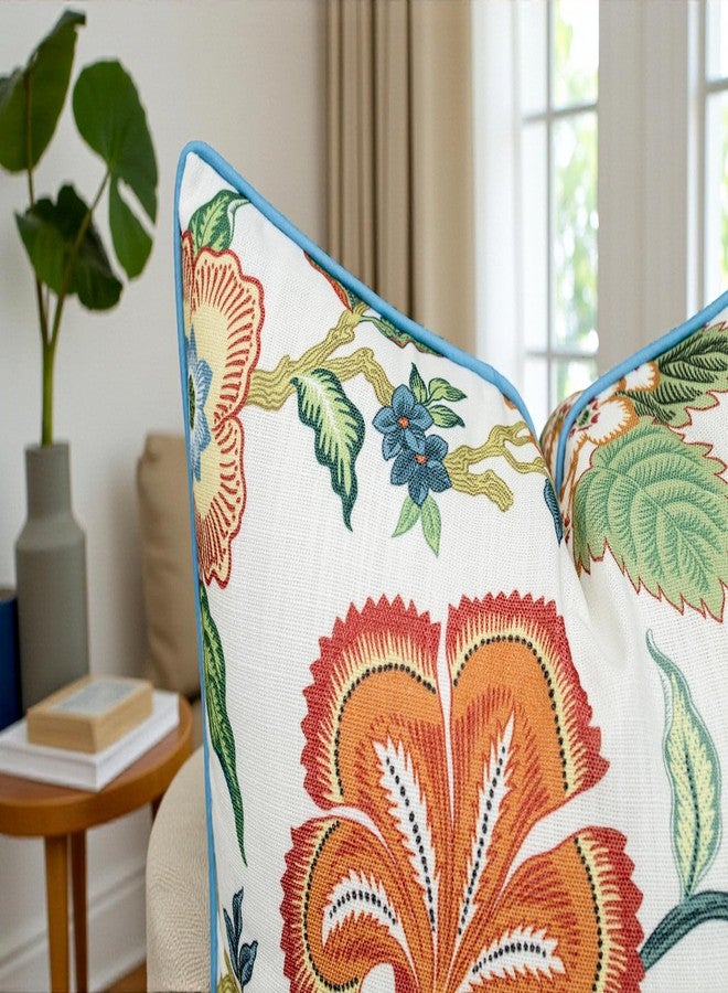 VAGMINE Throw Pillow Cover 20x20 - Botanical Printed Poly-Cotton Square Accent Cushion Cover - Pusha Floral - Image 3
