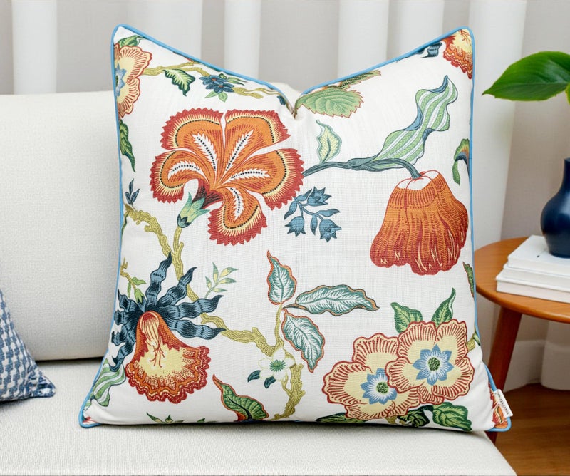 VAGMINE Throw Pillow Cover 20x20 - Botanical Printed Poly-Cotton Square Accent Cushion Cover - Pusha Floral - Image 1