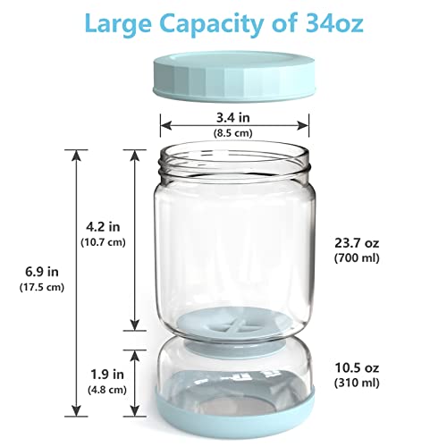 Luvan Pickle Jar with Strainer Flip, 34oz Pickle Container, Glass Kraut Juice Separator Jar-Leakproof Airtight Lid, Hourglass Food Storage Flip Jar for Olive,Jalapeno,Sliced Pickles-Dishwasher Safe - Image 4