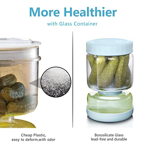 Luvan Pickle Jar with Strainer Flip, 34oz Pickle Container, Glass Kraut Juice Separator Jar-Leakproof Airtight Lid, Hourglass Food Storage Flip Jar for Olive,Jalapeno,Sliced Pickles-Dishwasher Safe - Image 5