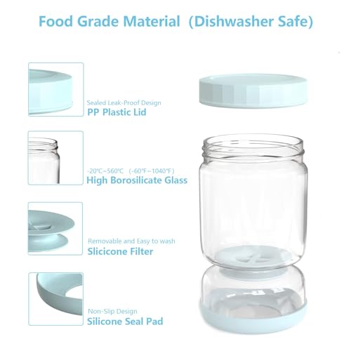 Luvan Pickle Jar with Strainer Flip, 34oz Pickle Container, Glass Kraut Juice Separator Jar-Leakproof Airtight Lid, Hourglass Food Storage Flip Jar for Olive,Jalapeno,Sliced Pickles-Dishwasher Safe - Image 3