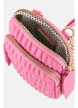 Moda Luxe Women Textured Cross Body Bag 21 H x 14 L x 4 W cm, Pink  - Image 4