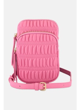 Moda Luxe Women Textured Cross Body Bag 21 H x 14 L x 4 W cm, Pink  - Image 2