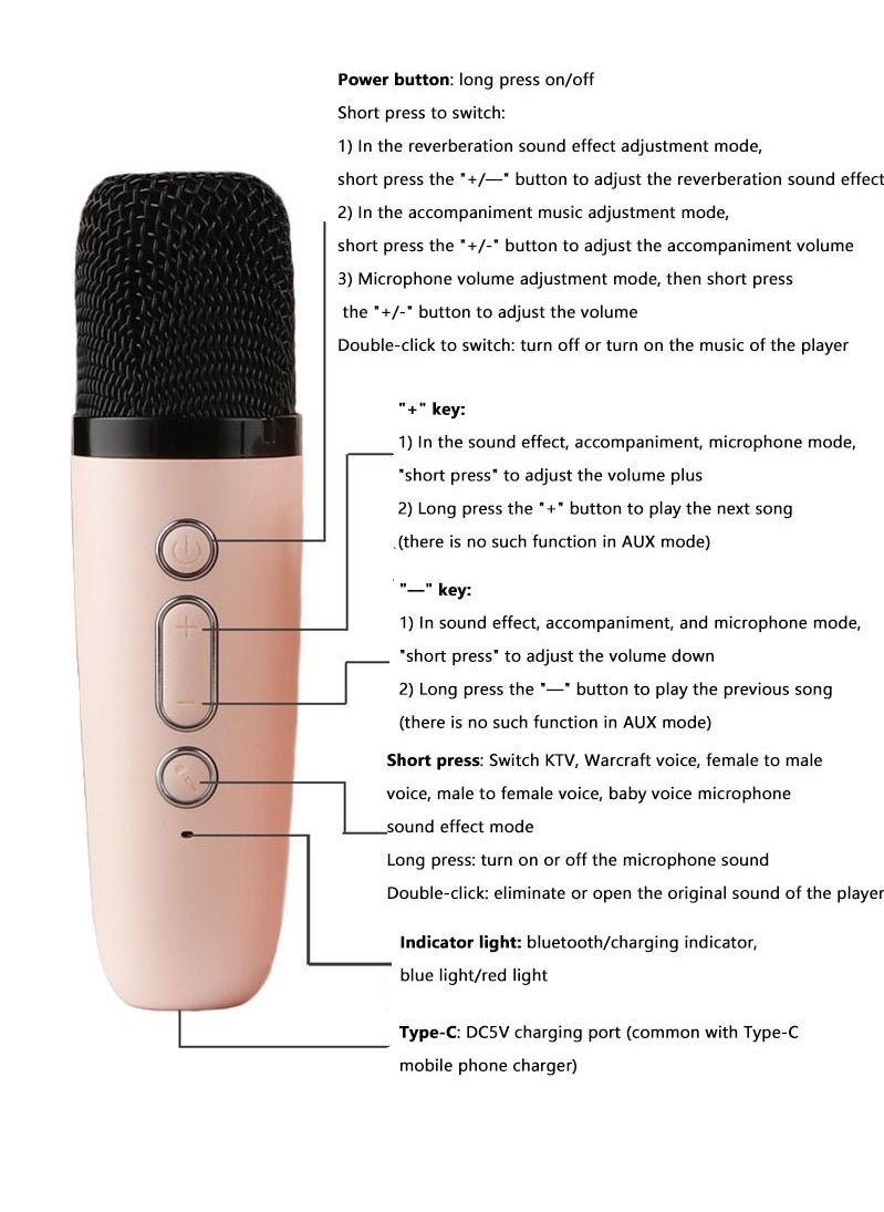Vermaney - Mini Karaoke Machine, Wireless Bluetooth Karaoke Microphone, Portable RGB Bluetooth Speaker with 2 Wireless Microphone, Hi-Fi Stereo Speaker for Party (Beige) - Image 1