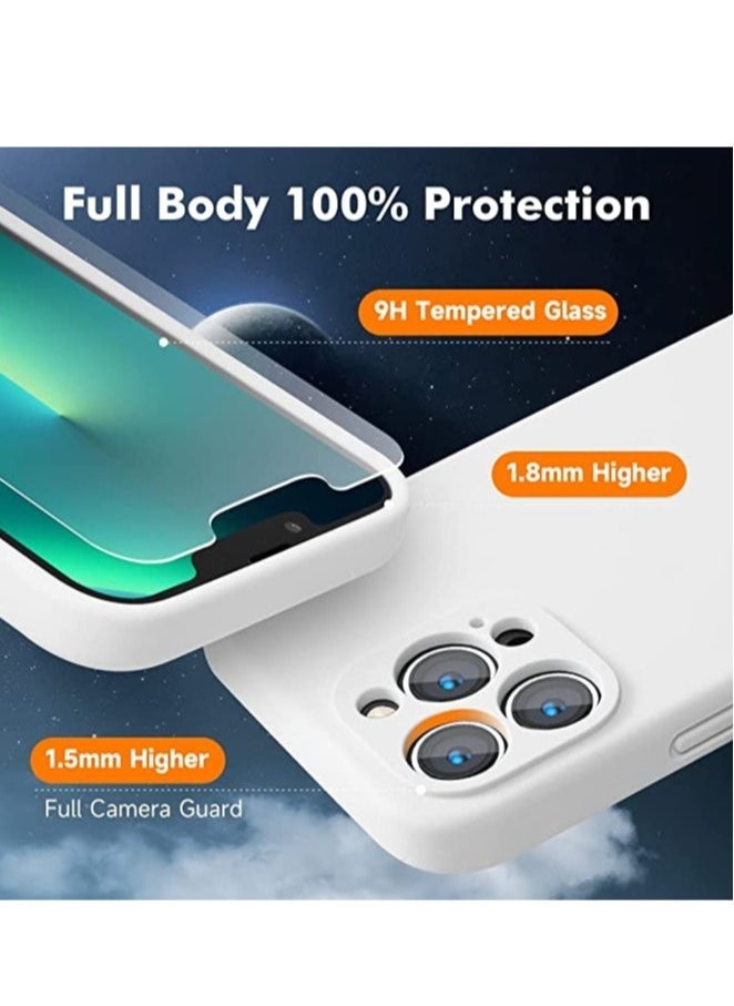 Raxoom iPhone 13 Pro Max with 2 Pack Tempered Glass Screen Protector Magsafe Case Silicone Phone Case with Microfiber Lining for iPhone 13 Pro Max 6.7 inch 2022,White - Image 5