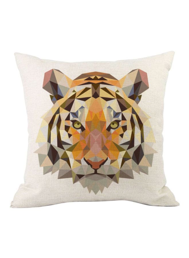 NIBEMINENT Animal Head Printed Cushion Cover White/Black/Orange 45x45cm