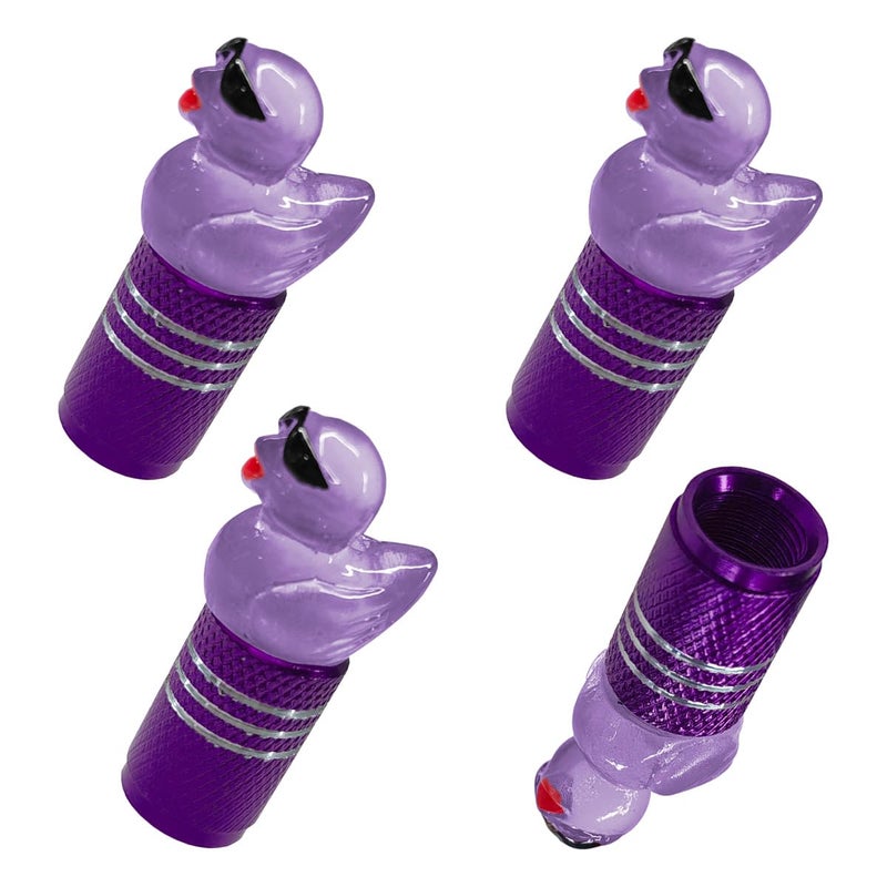 YoRise Sunglasses Duck Car Tire Valve Stem Caps Glow in Dark Tire Valve Caps Dustproof Wheel Air Cap Cute Car Decorations Accessories for Cars SUVs Trucks Motorcycles Purple - Image 3