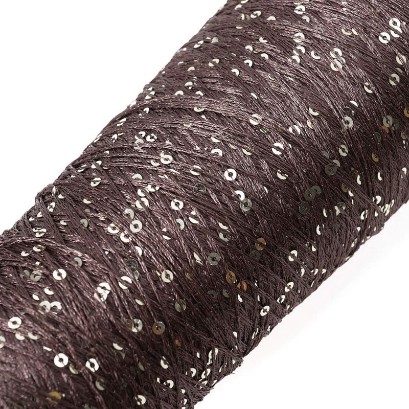 comfrt Cotton Yarn Glitter Sequin Knitting Yarn Sparkly Crochet Thread DIY Crafts for Sweater Shawl Scarf Yarn Black - Image 2