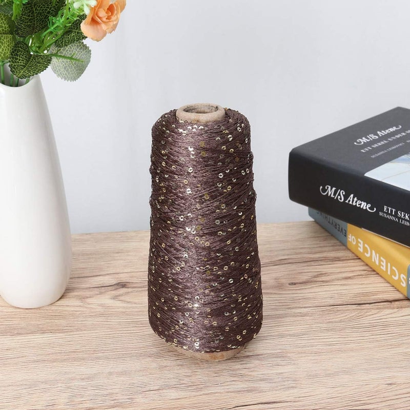 comfrt Cotton Yarn Glitter Sequin Knitting Yarn Sparkly Crochet Thread DIY Crafts for Sweater Shawl Scarf Yarn Black - Image 5