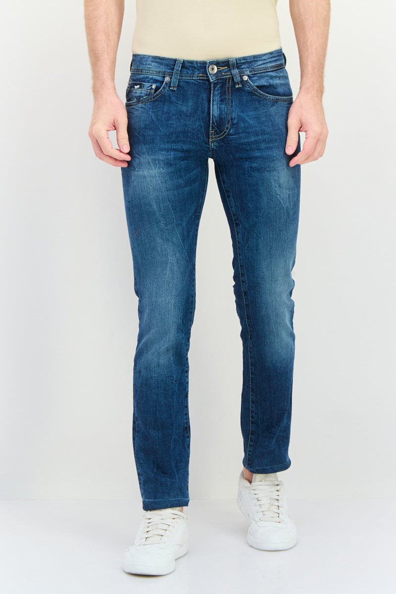 GAS Men Slim Fit Washed Stretchable Denim Jeans, Blue - Image 1