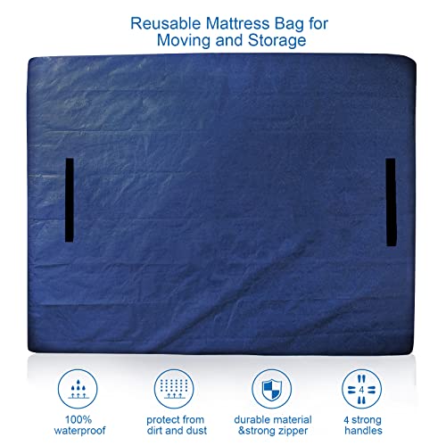 Coldwind Mattress Bags for Moving and Storage,Waterproof Mattress Cover for Moving with Heavy Duty Handles, Reusable Mattress Storage Bag, Moving Supplies & Moving Bags,California King Size,Navy - Image 2