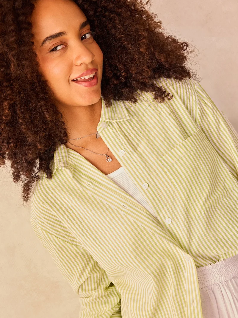Green Oversized Stripe Shirt