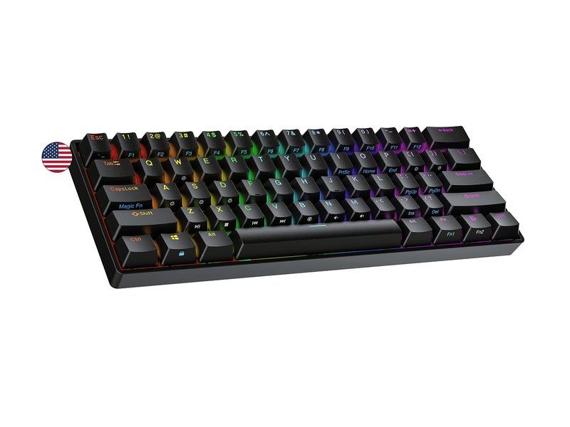 Ranked N60 Nova 60% Form Factor | Hot Swappable Mechanical Gaming Keyboard | 61 Keys Multi Color RGB LED Backlit for PC/Mac Gamer (Black, Gateron Brown) - Image 1