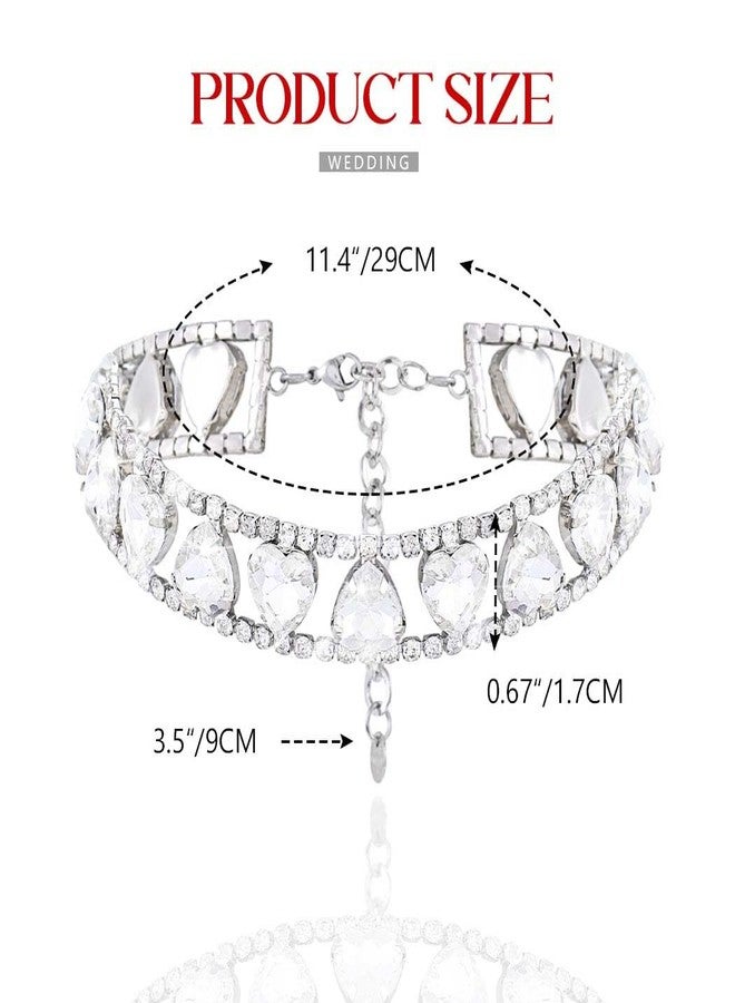 Zoestar Rhinestone Heart Choker Necklace Glitter Silver Crystal Necklaces Sparkly Prom Jewelry Accessories for Women - Image 4