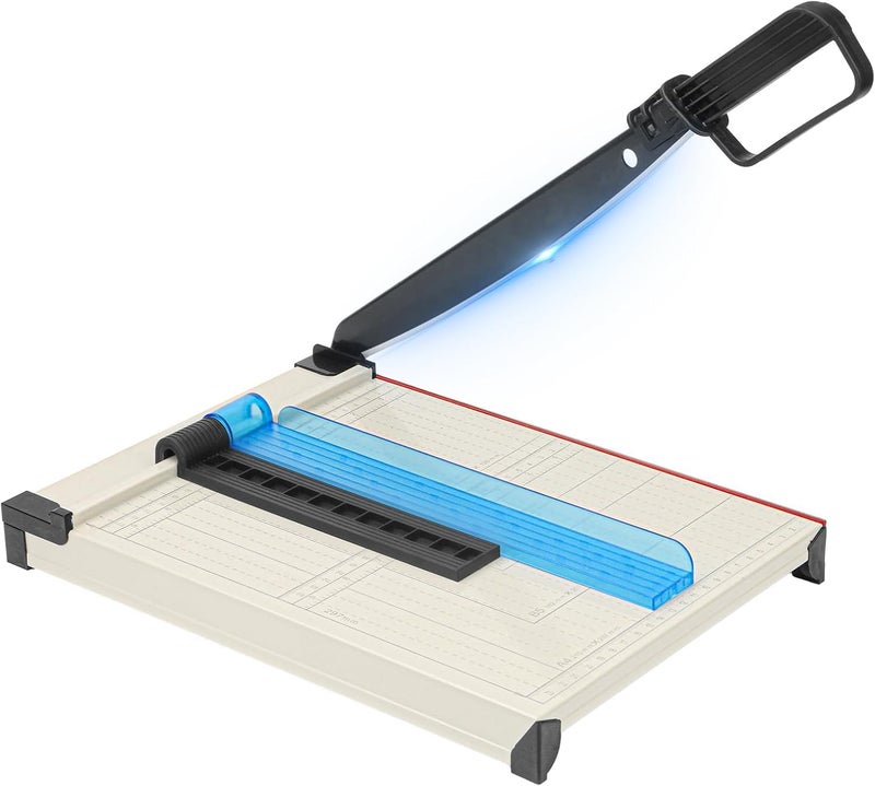 Hmseng Paper Cutter, A4 Paper Trimmer with Safety Guard, 12" Cut Length Paper Cutting Board, Guillotine Trimmer with 16 Sheets Capacity, Paper Slicer for Scrapbooking Craft, Coupon, Label, Cardstock-White - Image 1